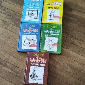 Lot Of Five Diary Of A Wimpy Kid Hard Back Cover Books Used Great Shape